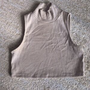 Cream mock turtleneck crop sweater